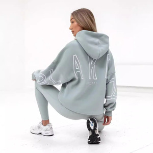 Women's Oversized Hoodie Full Sleeve Knitted Spandex Cotton Letter Print <b>Back</b> Breathable Autumn Wear <b>Drop</b>-Shoulder Style - Product Image 6