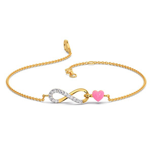 Romantic Diamond <b>Infinity</b> Pink Heart Chain <b>Bracelet</b> - Product Image 1