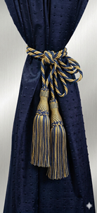 Classic Navy Blue <b>Curtain</b> Tiebacks with Gold Tassels Traditional Elegant Design for Window Drapes Accessories - Product Image 3