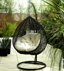 Silla Colgante Tipo Huevo Contemporánea para Exteriores con Mimbre de Ratán PE, Asiento Acolchado, Mueble Resistente para Patio y Jardín para 1 Persona - Product Image 1