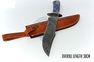 Couteau Bowie Damas 15 pouces, 256 couches, finition martelée, manche en os, couteau de survie ultra-affûté pour le camping et la chasse en extérieur - Product Image 3