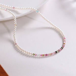 Shijia <b>14K</b> <b>Gold</b> Tourmaline Bead Necklace Luxury Niche Design with Light Collarbone <b>Chain</b> High-End for Sweaters - Product Image 1