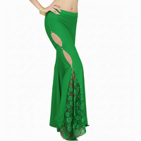 Costume de danse du ventre professionnel personnalisé pour femme adulte, en Spandex/Nylon, avec jupe ornée et pantalon évasé, détectable par détecteur de métaux