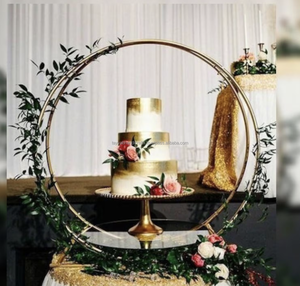Soporte de hierro personalizado para tarta, bandeja redonda para mesa de postre de boda, Soporte simple en capas de pastel Dorado de la India - Product Image 4