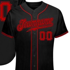 Black Red Baseball Jersey for Men Button Down Team Uniform Breathable Lightweight <b>Athletic</b> Tournament Sports Apparel Shirt - Product Image 2