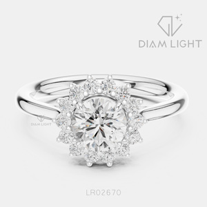Bague de fiançailles et d'anniversaire en or blanc 14 carats avec diamant de laboratoire rond de 0,694 carats, bijoux fins, certifiée IGI, bague de mariage - Product Image 1