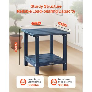Tavolino da Esterno a Doppio Strato in HDPE 17.72L X 14.96P X 17.32H Pollici, Facile Manutenzione e Resistente alle Intemperie - Product Image 2