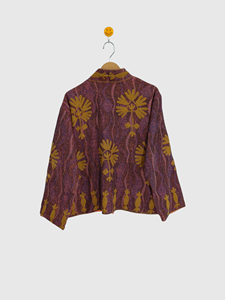 Floral Pattern Mandarin Collar Blazer Full Sleeve Women'<b>s</b> Plus Size Autumn Wear Woven Polyester Jacket - Product Image 5
