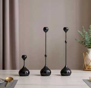 Juego de 3 Portavelas Metálicos con Forma de Gota de Agua |   Candelabro Decorativo Escultural |   Decoración para el Hogar, Adorno de Mesa e Interior, Diseño Duradero - Product Image 5