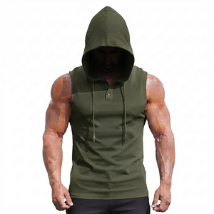 Sudadera con Capucha Lisa y Elegante, Tejida, con Bolsillo y Diseño de Botones, Transpirable, 100% Algodón de Calidad Superior, para Gimnasio, Verano, Hombre, Nueva - Product Image 3