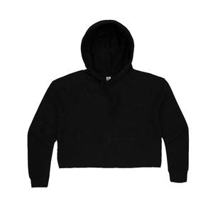 Women <b>Black</b> <b>Cropped</b> Nonwoven Fleece Breathable Hoodie <b>Long</b> <b>Sleeve</b> Casual Pullover Streetwear Front - Product Image 4