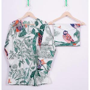 Conjunto de Pijama de Algodón Estampado para Mujer, Camiseta de Manga Larga con Pantalón Largo, Ropa de Dormir Cómoda y Transpirable para el Hogar - Product Image 2