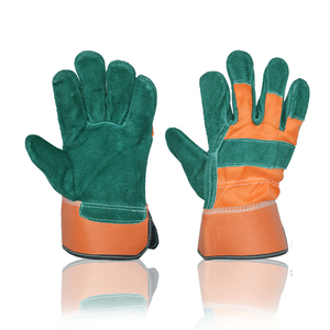Guantes de Trabajo de Cuero, Palma Verde Naranja, Antideslizantes, Resistentes a la Abrasión, Puño Recto, Guantes de Seguridad de Uso General, 7mil, 5mil, 10mil - Product Image 3