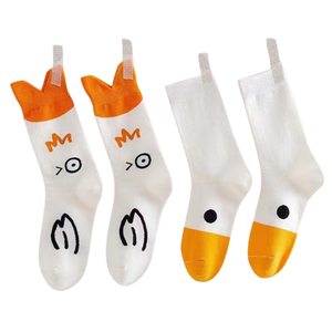 Chaussettes amusantes pour femmes, nouvelles chaussettes mi-mollet pour toutes les saisons, style japonais, tendance, mignonnes, motif dessin animé, grandes, blanches - Product Image 2