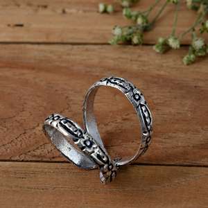 Adjustable <b>Silver</b> Oxidized Textured Finger Splint Ring for <b>DIP</b> & PIP Joint Support Arthritis Knuckle Ring-Wedding & Party Use - Product Image 1