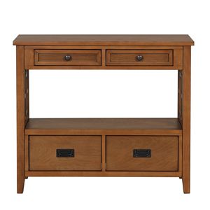 36-Inch Farmhouse <b>Pine</b> Wood Console <b>Table</b> with 4 Drawers and 1 Storage Shelf for Entryway Living Room or Bedroom - Product Image 4
