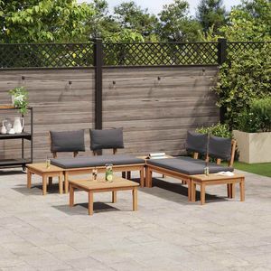 Conjunto de 3 Bancos de Jardín Marrones y Grises con Almacenamiento para Cojines, Muebles de Patio - Product Image 4