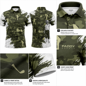 Camiseta de Golf Sublimada Personalizada con Camuflaje, Secado Rápido, Absorbe la Humedad, Camiseta Deportiva de Alto Rendimiento para Hombre, Ropa de Golf Transpirable - Product Image 4