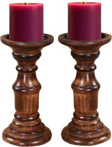 Portavelas rústico de madera estilo granja, forma cuadrada, juego de tres, decoración para el hogar, acabado en marrón oscuro. - Product Image 5