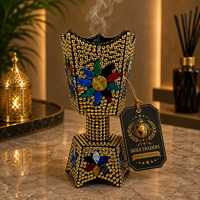 Brûleur d'encens en métal Skies Traders, dessus ondulé en métal, fait main, encensoir aromatique, utilisation toute saison