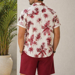 Beech Wear Men's Casual Summer Shirt 300 Grams Breathable Quick Dry Eco-Friendly Short Sleeve Floral Print Design 100% Satin - Product Image 2