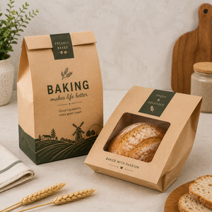 Biodegradable Kraft Bread <b>Bag</b> Luxury Sharp Bottom Eco-Friendly Custom Logo Window Patch Handle Food Grade Offset Printed - Product Image 2