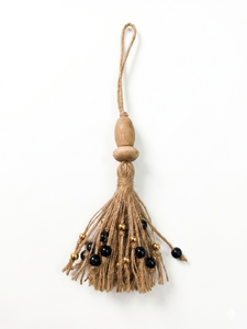 Décoration bohème en bois avec pompons et perles pour accrocher à l'intérieur, comme accent décoratif pour la maison - Product Image 5