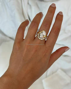 IGI/GIA Lab Grown Cut Diamond Vintage 14k jaune mariage/bague de fiançailles unisexe or blanc fin pour anniversaire fête-digne - Product Image 1