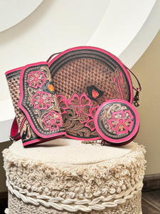 มาใหม่เฉพาะhandmadeสีชมพูเครื่องมือหนังกระเป๋าCanteen Westernดอกไม้Designerคลัทช์และหรูหราเหรียญกรณีTrioชุด - Product Image 3