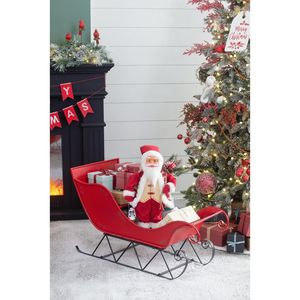 Grande decorazione slitta di natale Santa slitta in ferro rosso/nero 39x17.7x22 'H per vacanza slitta Wintery pezzo decorativo - Product Image 5