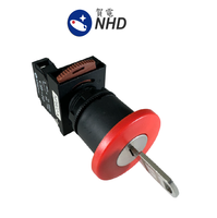 Bouton-poussoir d'arrêt d'urgence en plastique à tête ronde 10A, IP54, taille du trou 22mm, borne à vis, 415V, à enclenchement, 1NO1NC