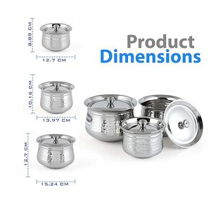 Casseroles en acier inoxydable martelé avec couvercles, design moderne et durable, pour cuisinière à gaz - Product Image 2