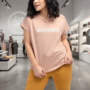 REXFITSPORTS 2026 เสื้อยืดกีฬาผู้หญิงทรงโอเวอร์ไซส์แบบสั่งทำพิเศษ ระบายอากาศได้ดี เหมาะสำหรับออกกำลังกาย ฟิตเนส ยิม ผลิตโดยผู้ผลิตเสื้อผ้ากีฬาแบบรับผลิตแบรนด์ส่วนตัว - Product Image 1