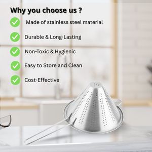 Customized Logo Stainless Steel Conical <b>Strainers</b> Mesh Sift Drain Kitchenware with Wire Handle Cheap Prices for Oil Usage - Product Image 2