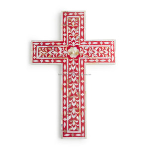 Incrustation de nacre naturelle Crucifix religieux fait à la main Croix murale Crucifix pour la décoration murale de la maison par FWE - Product Image 1