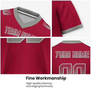 Maillot de football américain personnalisé anti-bactérien à manches courtes, uniforme de match, taille XL et plus, transfert thermique - Product Image 6