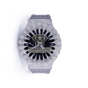 Montre personnalisée OEM VVS Moissanite Iced Out pour hommes, lunette Radial Starburst, boîtier entièrement serti de diamants, montre sport numérique Hip Hop - Product Image 5