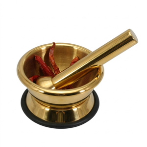 Juego de mortero y pilón de latón macizo de gran calidad, Imam Dasta Okhli Musal, para moler hierbas y especias a un precio económico. - Product Image 4