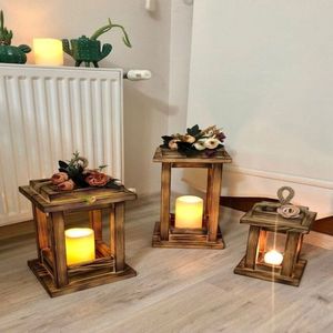Lanterne à bougie en bois de qualité supérieure, conçue pour la décoration intérieure et extérieure, offrant un artisanat naturel et un éclairage charmant de bougies. - Product Image 4