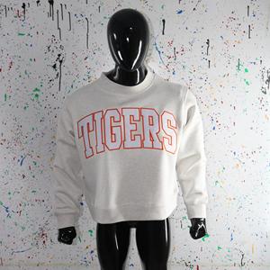 Sweat-shirt à col montant gris cendré TIGERS, 100% coton, avec broderie appliquée blanche, col large, URBAN PRODUCTIONS - Product Image 4