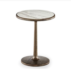 Mesa Auxiliar con Tapa de Mármol Pulido <span class=keywords><strong>Solum</strong></span> |   Mesa de Pedestal de Metal Esculpido y Acanalado para Decoración de Boutique y Hostelería - Product Image 4