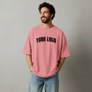 T-shirt surdimensionné pour homme en coton 100% tricoté, écologique, qualité luxe, épaules tombantes, impression de logo personnalisé, OEM ODM - Product Image 5