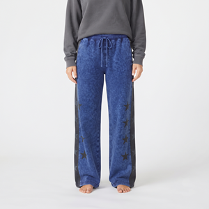 Pantalon de jogging ample en coton délavé à l'acide avec imprimé étoiles et rayures latérales pour femme – Coupe décontractée et jambe large – Style streetwear – Vente en gros - Product Image 4