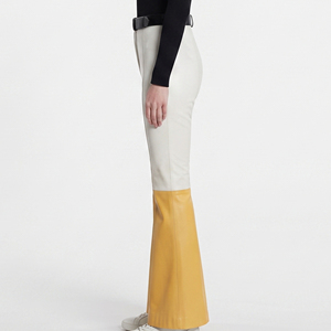 Women Skinny Leather Flare Pants Female Adjustable Waist Leather Wide Leg <b>Leggings</b> Ladies Leather <b>Flared</b> Tight With Pockets - Product Image 3
