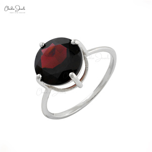 Bague de fiançailles solitaire en argent sterling 925 pour femme, garnet naturel ovale 9x7mm, finition polie, provenance Inde - Product Image 3