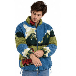 Chaqueta de Forro Polar Ligera para Hombre con Cierre, Cuello Alto, Diseño Personalizado de Dibujos Animados, Abrigo Cálido de Invierno con Forro Polar Sherpa - Product Image 4