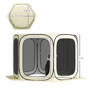 Beige 11 X 11ft UPF50+ Pop up Screen Tent Portable <b>Camping</b> Gazebo Screen House with Carry Bag - Product Image 3