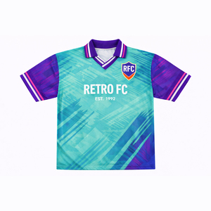 T-shirt de football surdimensionné personnalisé pour homme, en polyester par sublimation, style streetwear, maillot de foot rétro à col polo, tee-shirt athlétique - Product Image 3