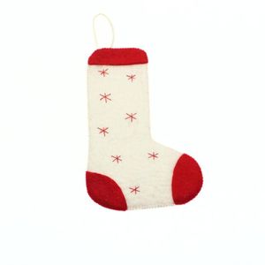 Calcetín Navideño de Lana Hecho a Mano, Ecológico, Suave, Rojo y Blanco, Mini Adorno Colgante, Decoración Clásica - Product Image 3