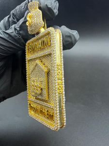 Hip Hop Luxury VVS Moissanite 925 Sterling Silver Iced Custom Name <b>Initial</b> Money <b>Bag</b> Bail Two Tone Rhodium/Gold Plated Pendant - Product Image 4